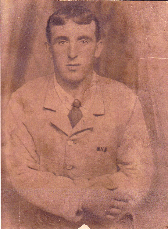 Thomas Holbrook in a Hospital Uniform (?) with the Ribbon for the Military Medal on his Jacket